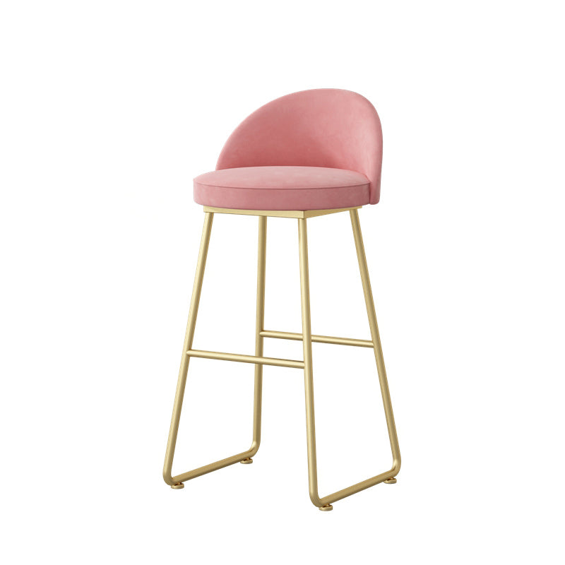 Glam Dessert Shop Footrest Stool Matte Finish Velvet Bar Stool