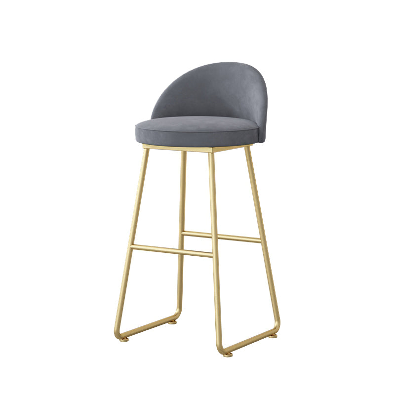 Glam Dessert Shop Footrest Stool Matte Finish Velvet Bar Stool