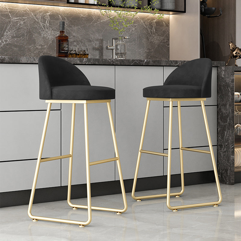 Glam Dessert Shop Footrest Stool Matte Finish Velvet Bar Stool