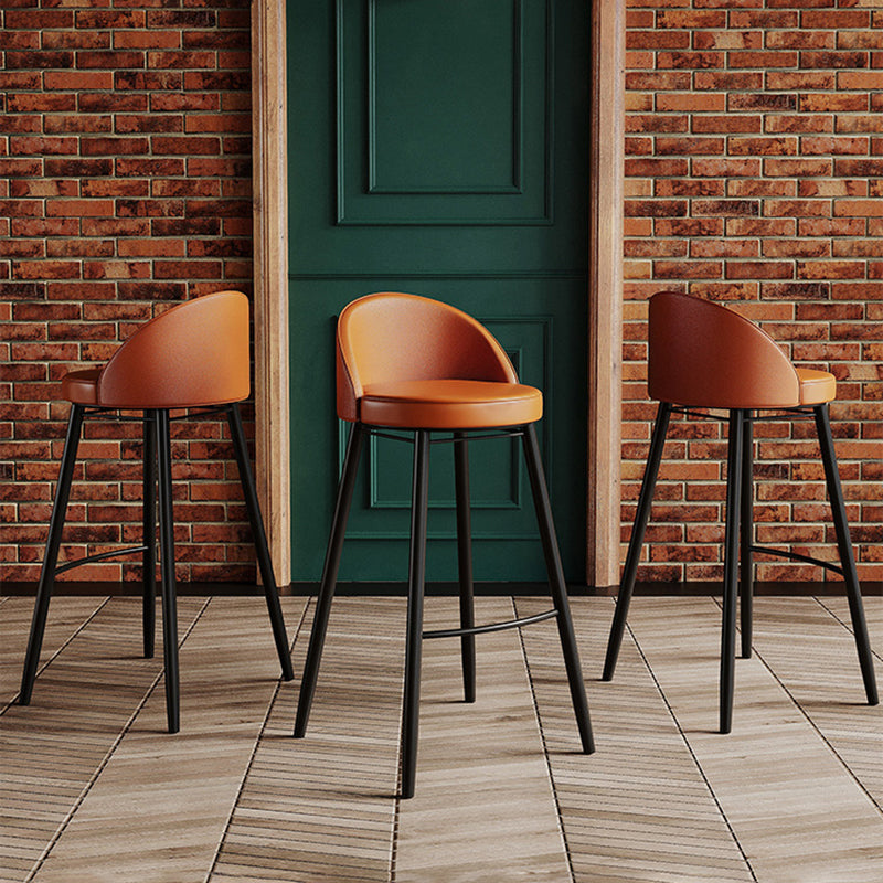 Modern Milk Tea Shop Low Back Stool Matte Finish Leather Barstool