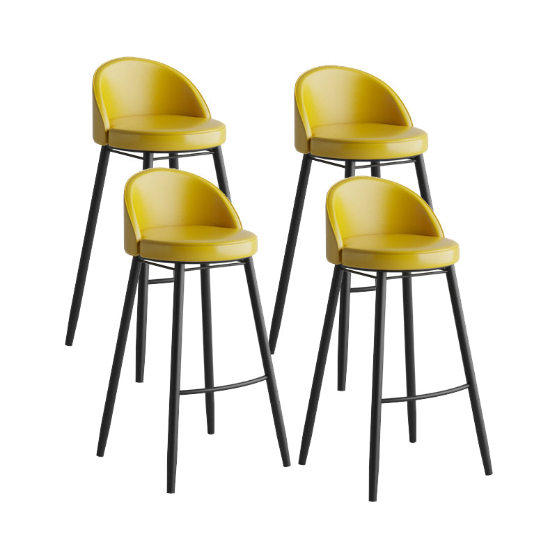 Modern Milk Tea Shop Low Back Stool Matte Finish Leather Barstool