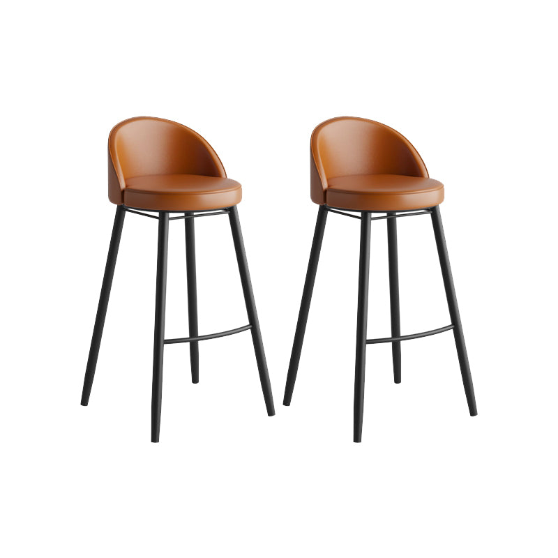 Modern Milk Tea Shop Low Back Stool Matte Finish Leather Barstool