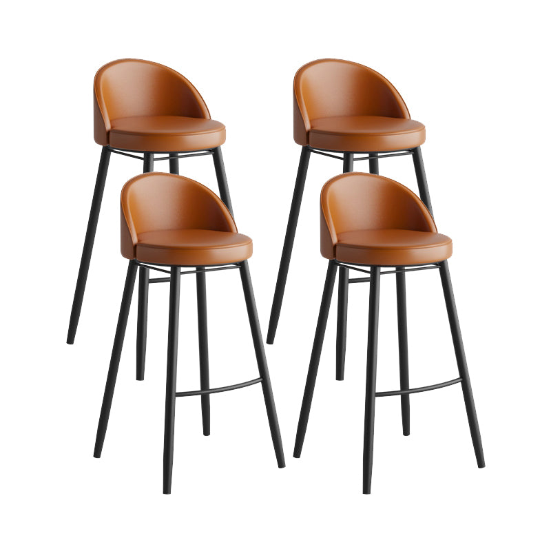 Modern Milk Tea Shop Low Back Stool Matte Finish Leather Barstool
