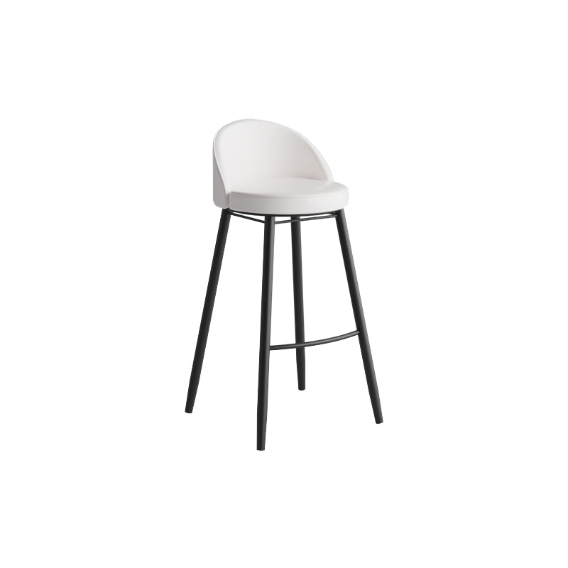 Modern Milk Tea Shop Low Back Stool Matte Finish Leather Barstool