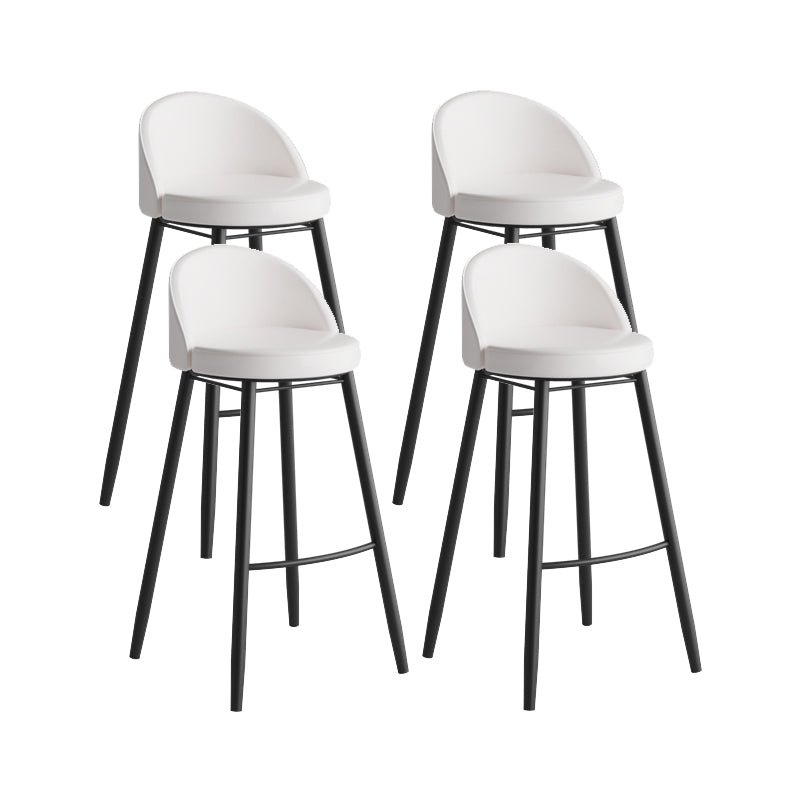 Modern Milk Tea Shop Low Back Stool Matte Finish Leather Barstool