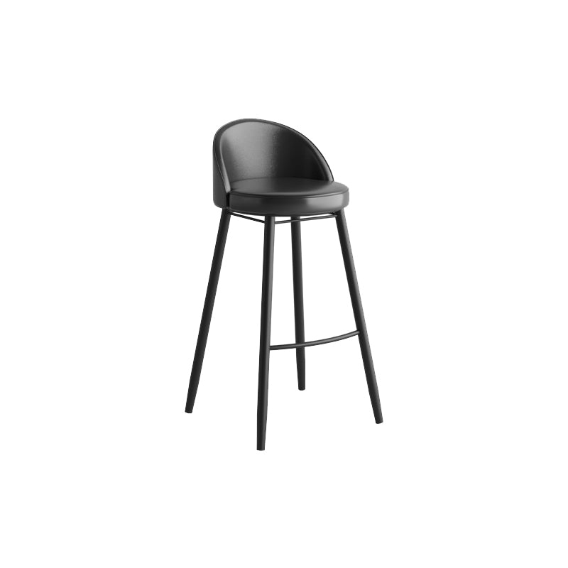 Modern Milk Tea Shop Low Back Stool Matte Finish Leather Barstool