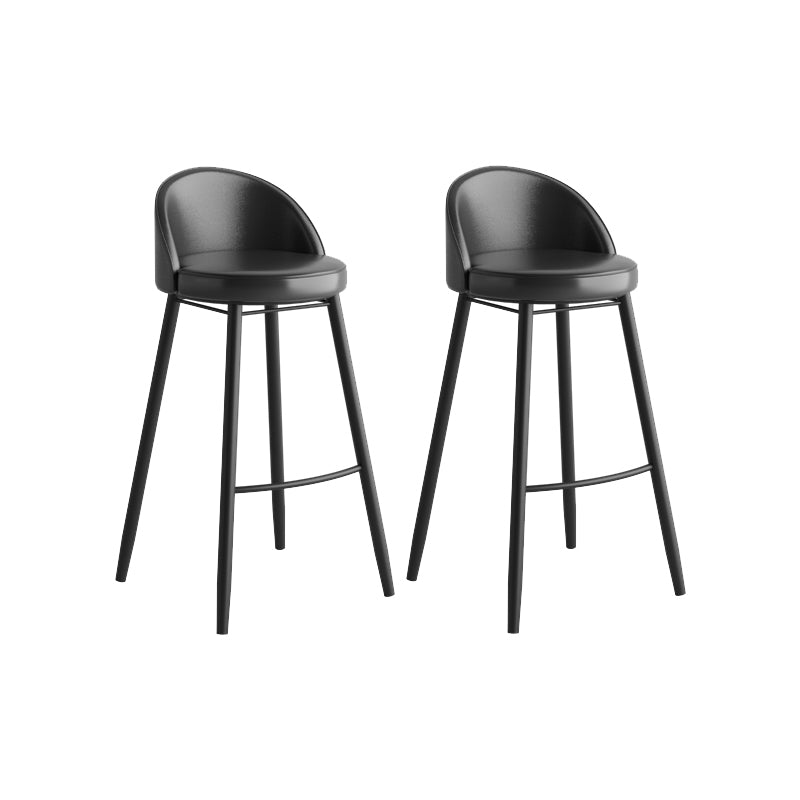 Modern Milk Tea Shop Low Back Stool Matte Finish Leather Barstool