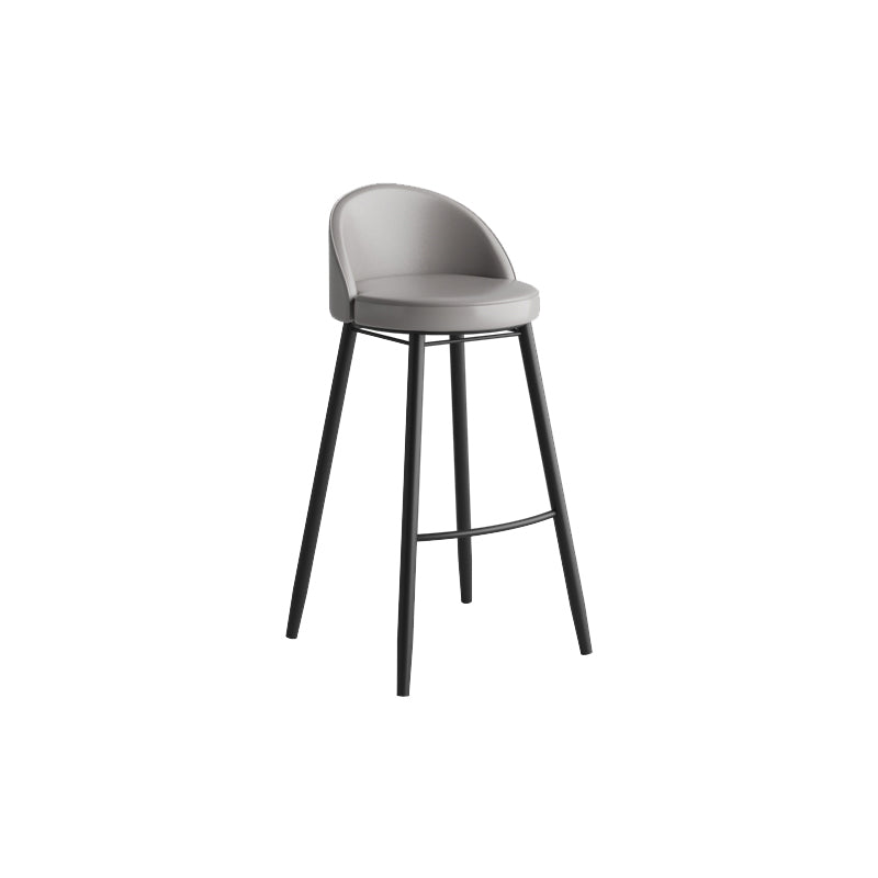 Modern Milk Tea Shop Low Back Stool Matte Finish Leather Barstool