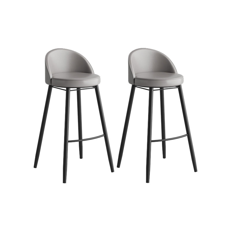 Modern Milk Tea Shop Low Back Stool Matte Finish Leather Barstool