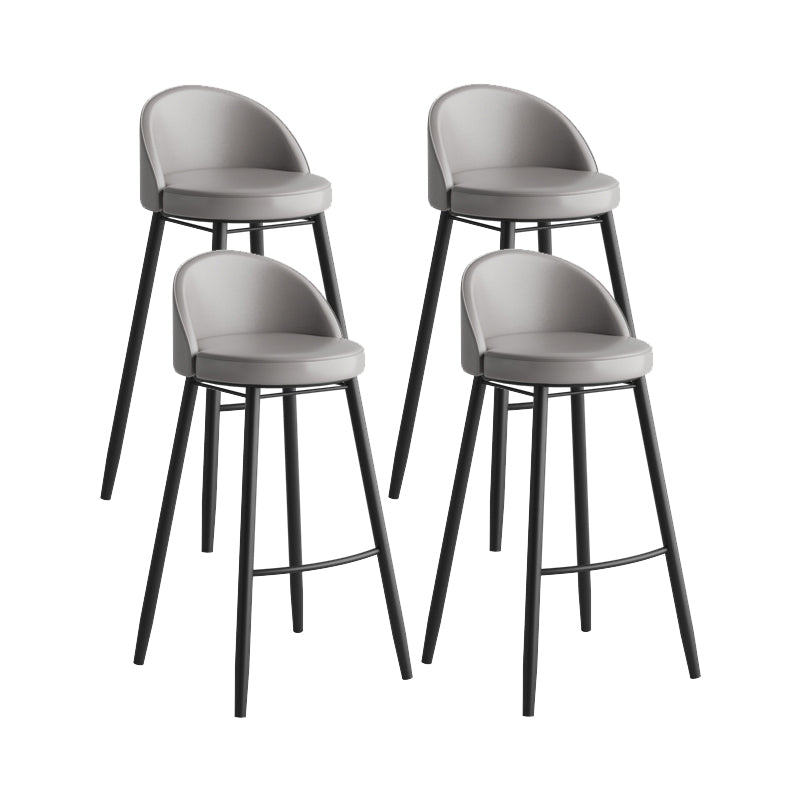 Modern Milk Tea Shop Low Back Stool Matte Finish Leather Barstool