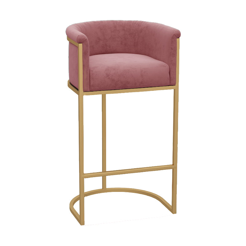 Milk Tea Shop Armed Stool Glam Matte Finish Velvet Bar Stool