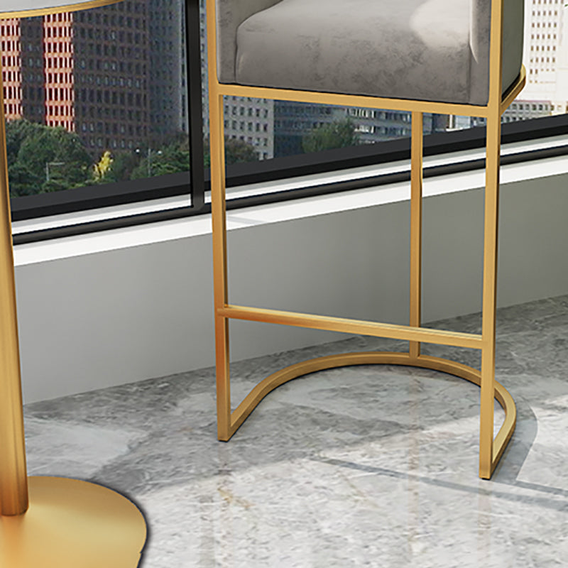 Milk Tea Shop Armed Stool Glam Matte Finish Velvet Bar Stool