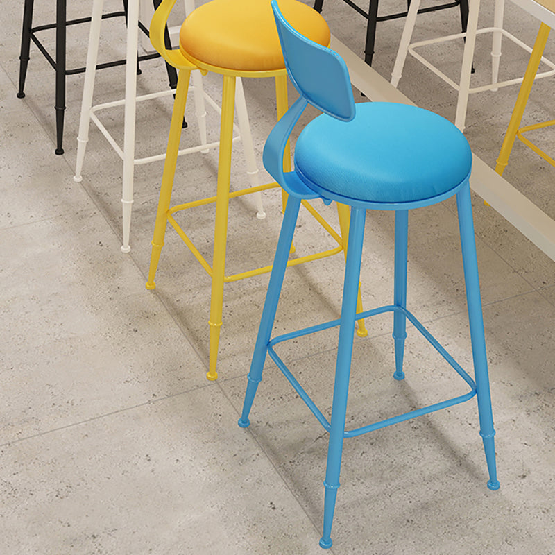Matte Finish Iron Bar Stool Industrial Low Back Milk Tea Shop Stool