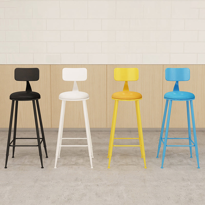 Matte Finish Iron Bar Stool Industrial Low Back Milk Tea Shop Stool