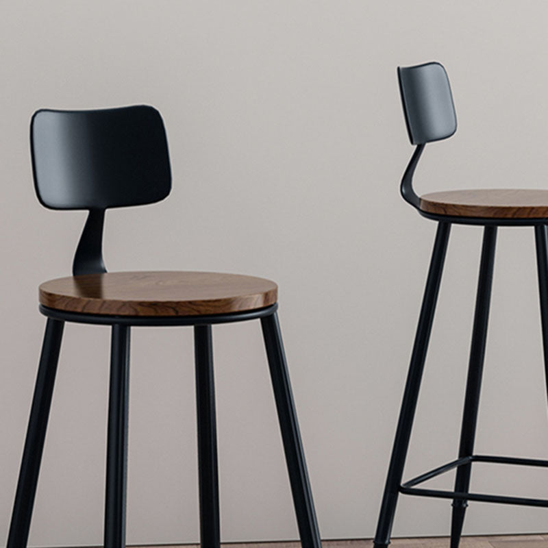 Industrial Low Back Coffee Shop Stool Matte Finish Iron Bar Stool