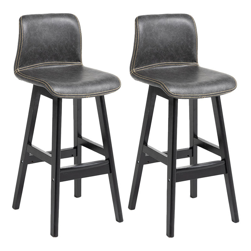 Scandinavian Rubberwood Home Stool Matte Finish Leather Barstool