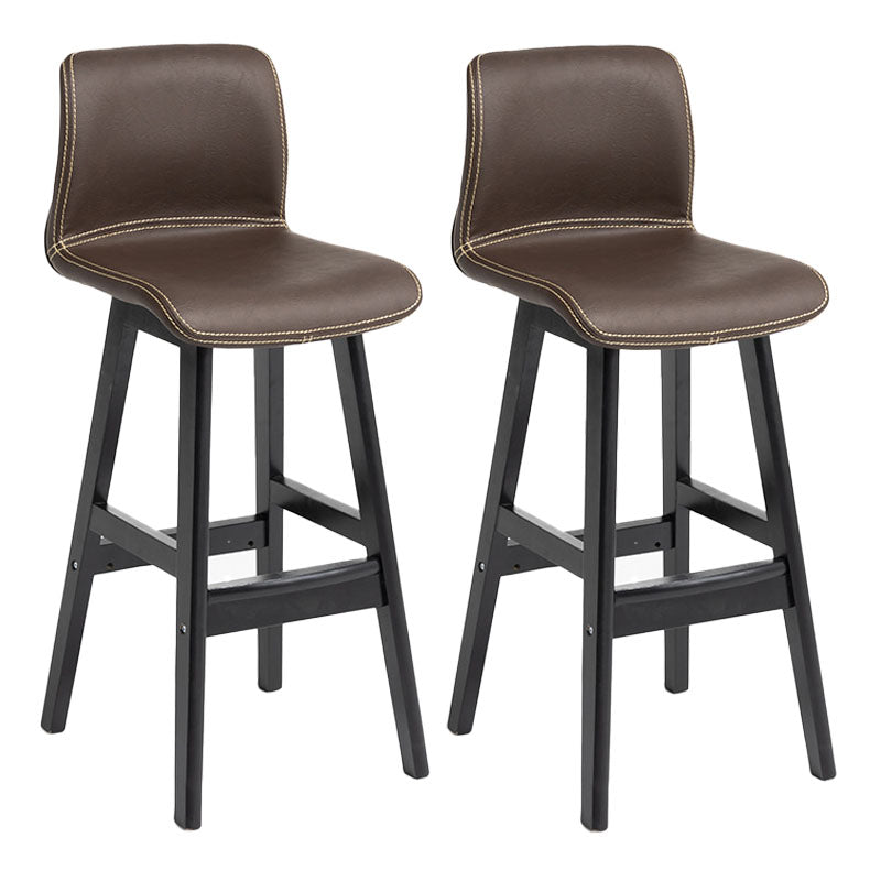 Scandinavian Rubberwood Home Stool Matte Finish Leather Barstool
