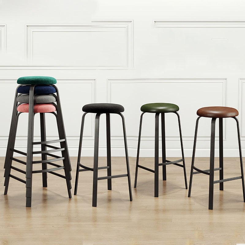 Modern Stackable Footrest Barstool Matte Finish Upholstered Home Stool