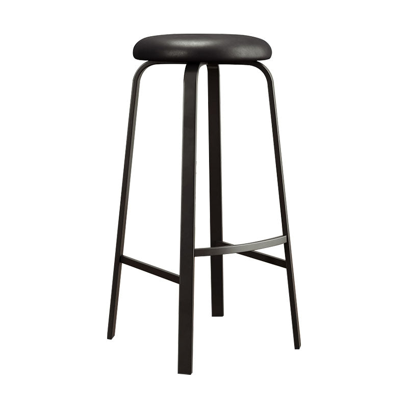 Modern Stackable Footrest Barstool Matte Finish Upholstered Home Stool