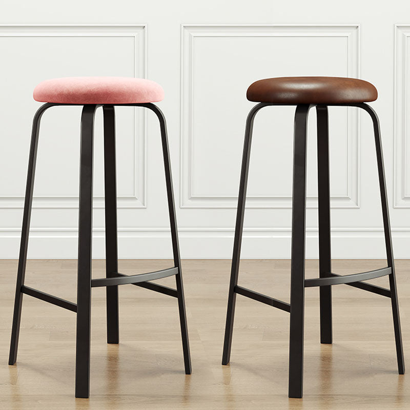 Modern Stackable Footrest Barstool Matte Finish Upholstered Home Stool