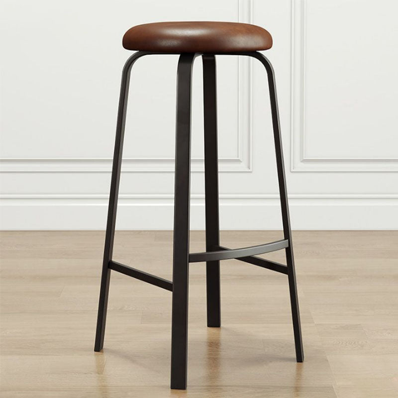 Modern Stackable Footrest Barstool Matte Finish Upholstered Home Stool