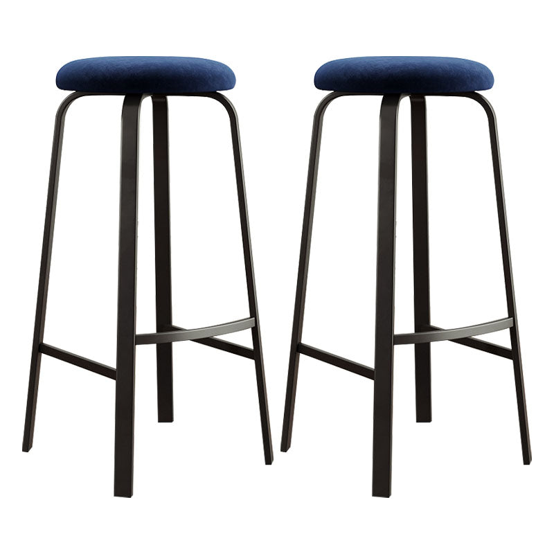 Modern Stackable Footrest Barstool Matte Finish Upholstered Home Stool