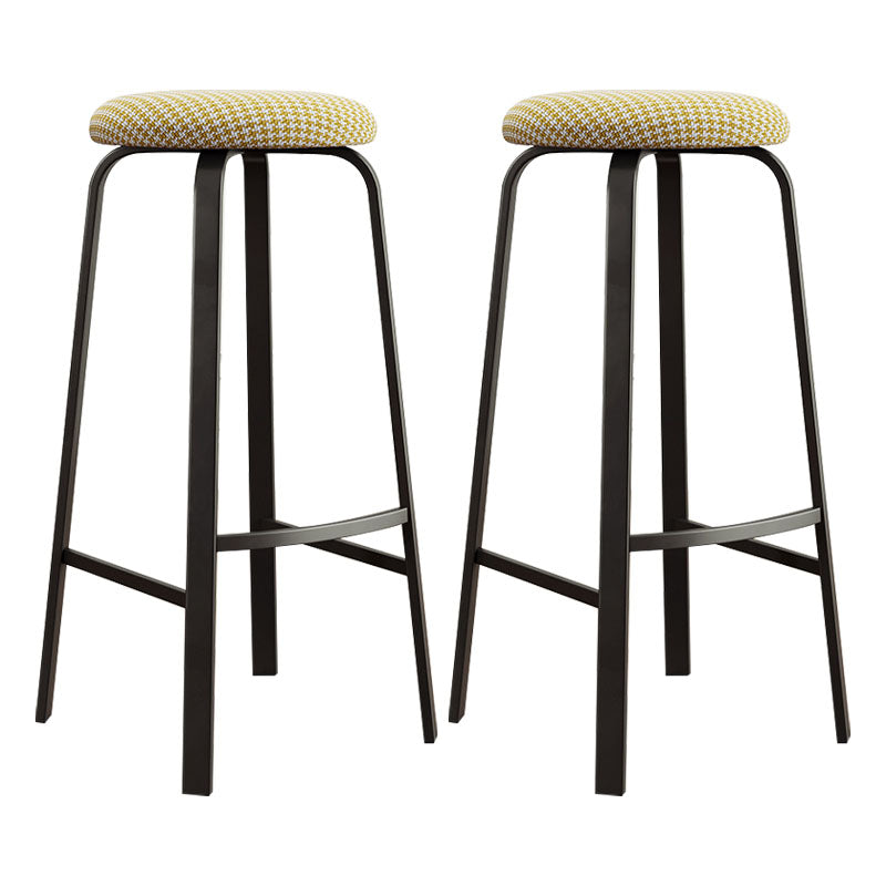 Modern Stackable Footrest Barstool Matte Finish Upholstered Home Stool