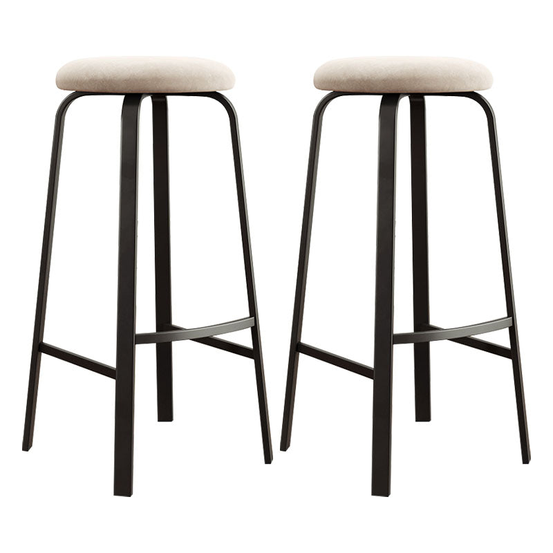 Modern Stackable Footrest Barstool Matte Finish Upholstered Home Stool