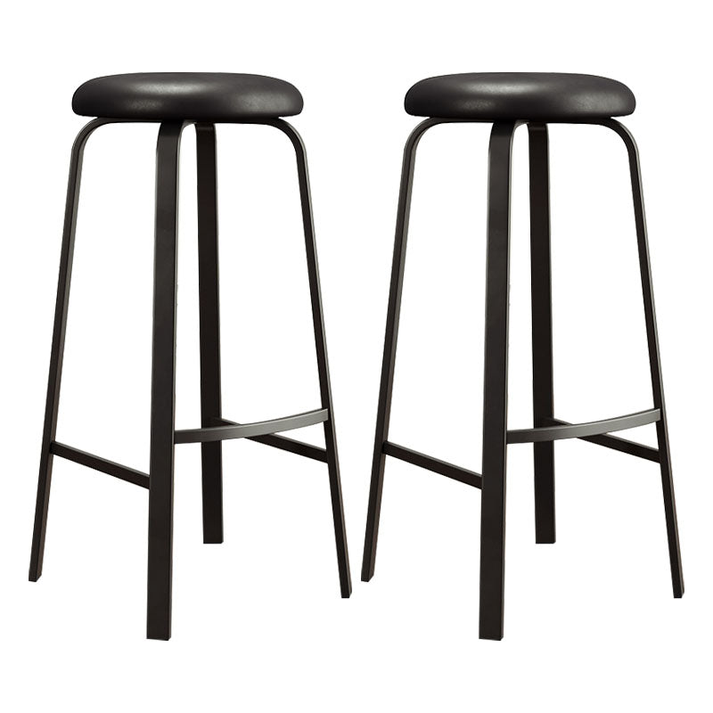 Modern Stackable Footrest Barstool Matte Finish Upholstered Home Stool