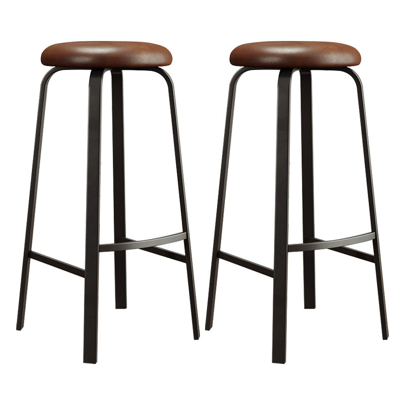 Modern Stackable Footrest Barstool Matte Finish Upholstered Home Stool