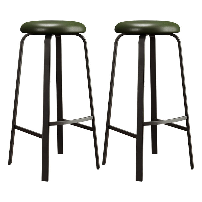 Modern Stackable Footrest Barstool Matte Finish Upholstered Home Stool