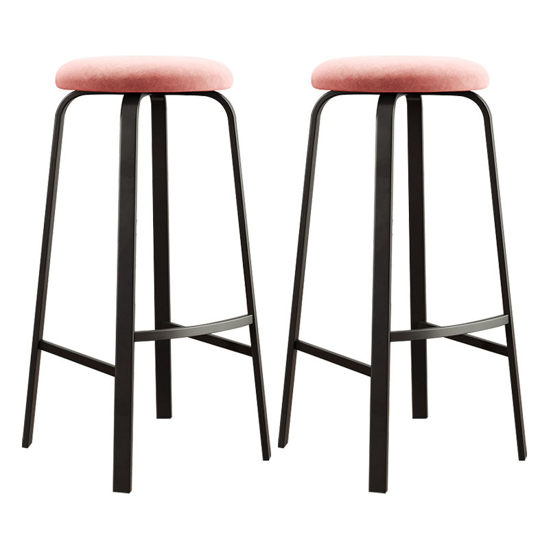 Modern Stackable Footrest Barstool Matte Finish Upholstered Home Stool