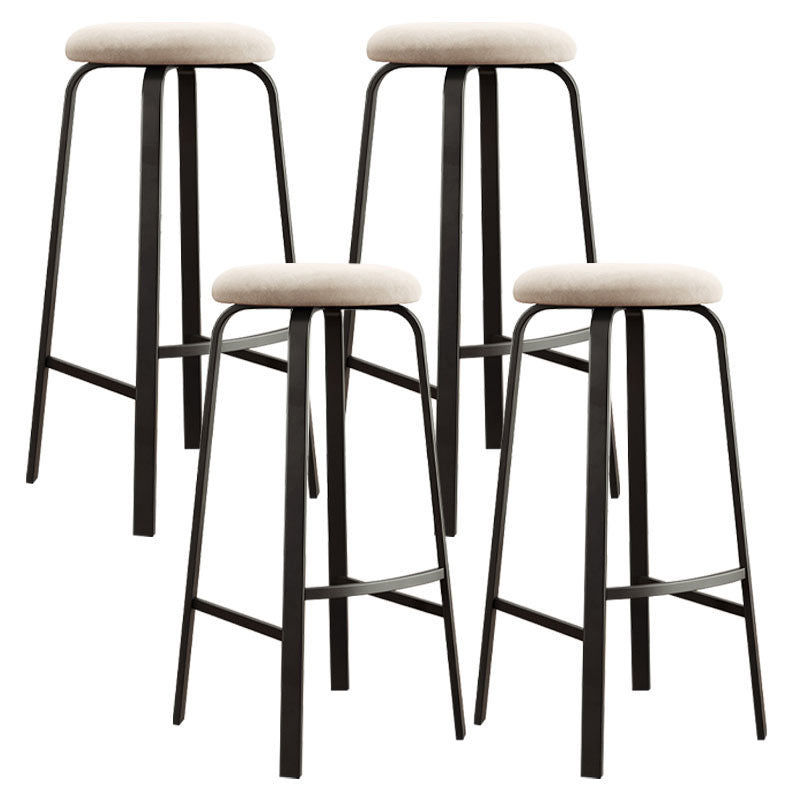 Modern Stackable Footrest Barstool Matte Finish Upholstered Home Stool
