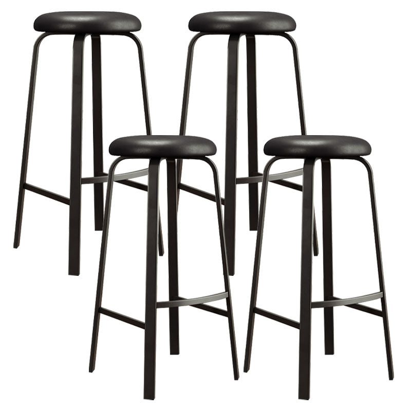 Modern Stackable Footrest Barstool Matte Finish Upholstered Home Stool