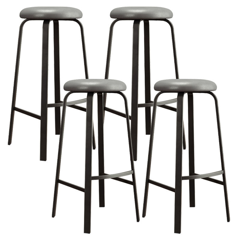 Modern Stackable Footrest Barstool Matte Finish Upholstered Home Stool