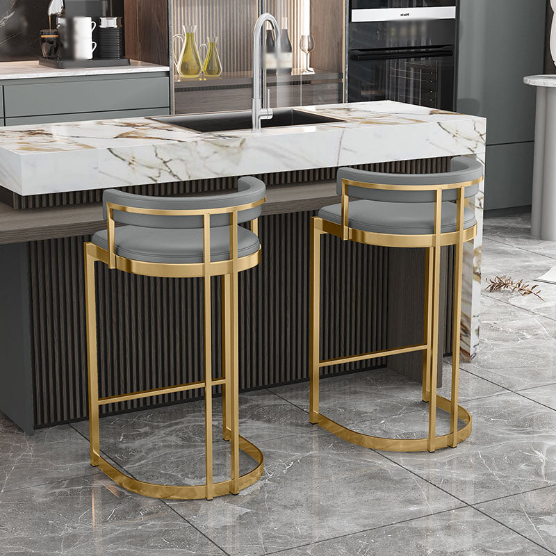 Glam Jewelry Shop Footrest Stool Matte Finish PU Leather Barstool