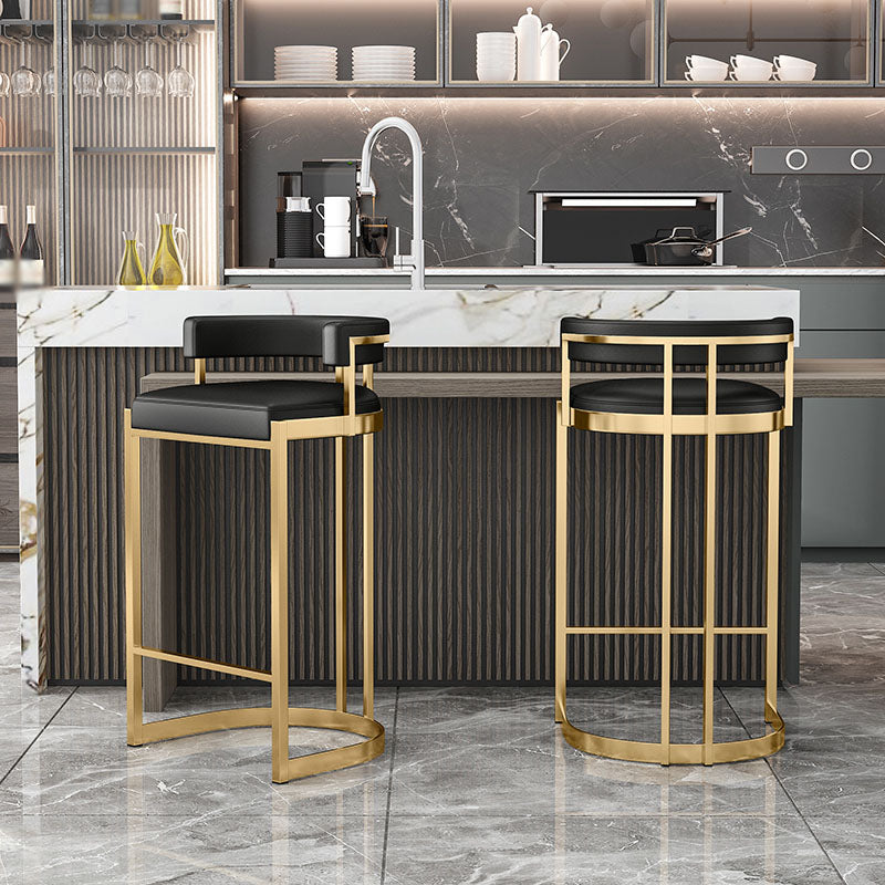 Glam Jewelry Shop Footrest Stool Matte Finish PU Leather Barstool