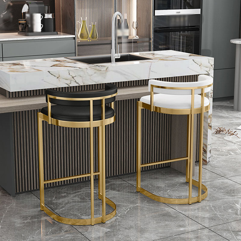 Glam Jewelry Shop Footrest Stool Matte Finish PU Leather Barstool