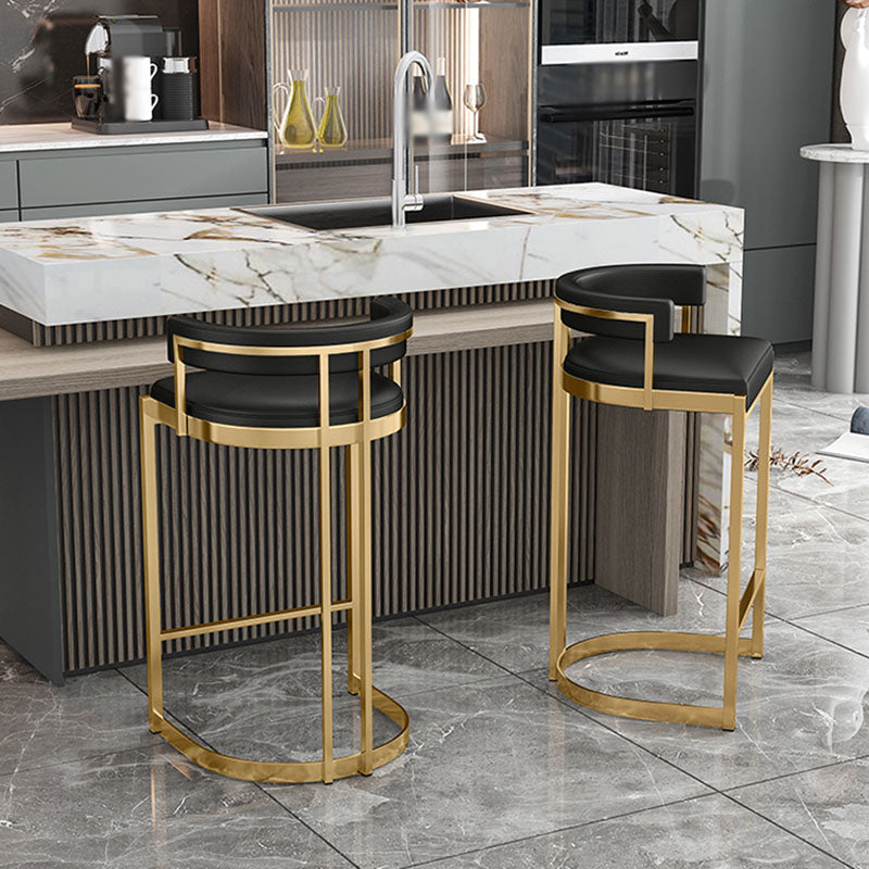 Glam Jewelry Shop Footrest Stool Matte Finish PU Leather Barstool