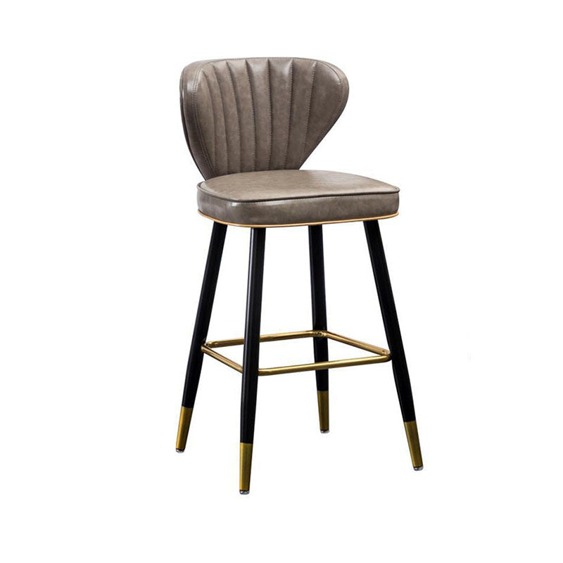 Contemporary Matte Finish Leather Barstool Footrest Reception Stool
