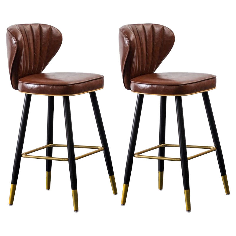 Contemporary Matte Finish Leather Barstool Footrest Reception Stool