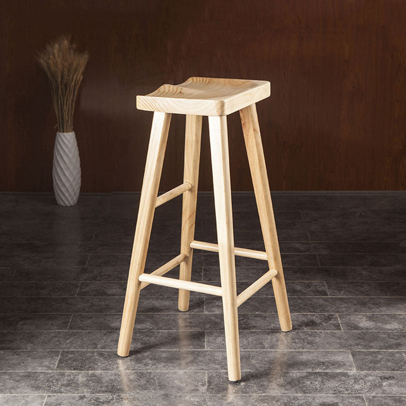 Modern Armless Backless Counter Stool Wood Milk Tea Shop Bar Stool with Seat