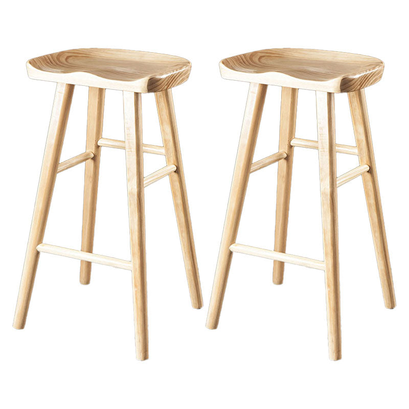 Modern Armless Backless Counter Stool Wood Milk Tea Shop Bar Stool with Seat