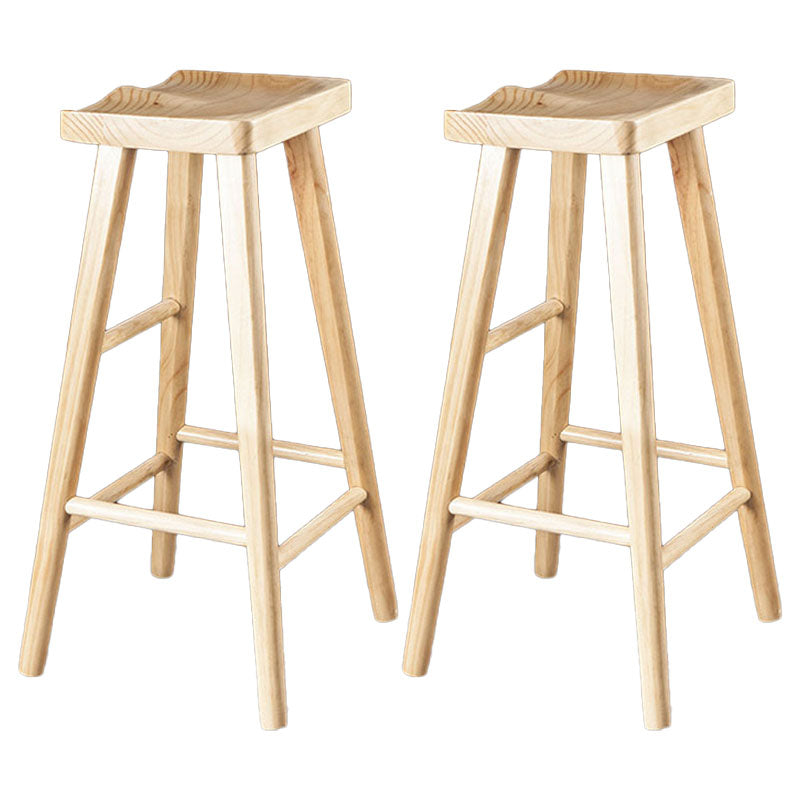 Modern Armless Backless Counter Stool Wood Milk Tea Shop Bar Stool with Seat