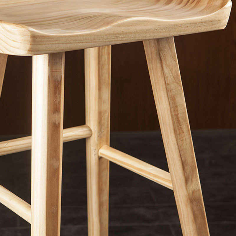 Modern Armless Backless Counter Stool Wood Milk Tea Shop Bar Stool with Seat