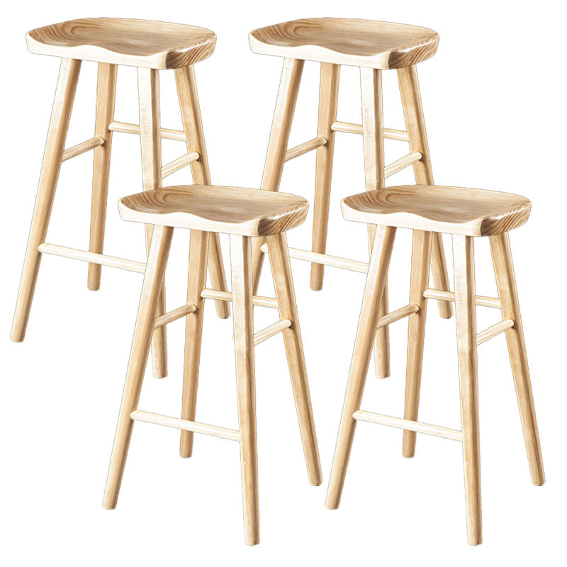 Modern Armless Backless Counter Stool Wood Milk Tea Shop Bar Stool with Seat