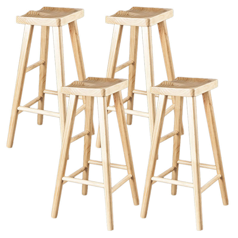 Modern Armless Backless Counter Stool Wood Milk Tea Shop Bar Stool with Seat