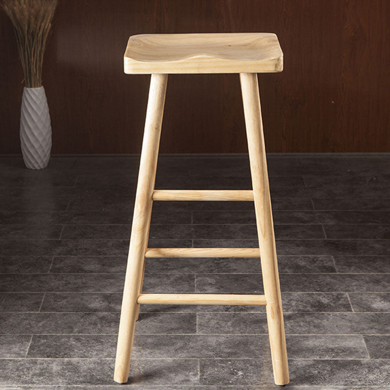 Modern Armless Backless Counter Stool Wood Milk Tea Shop Bar Stool with Seat