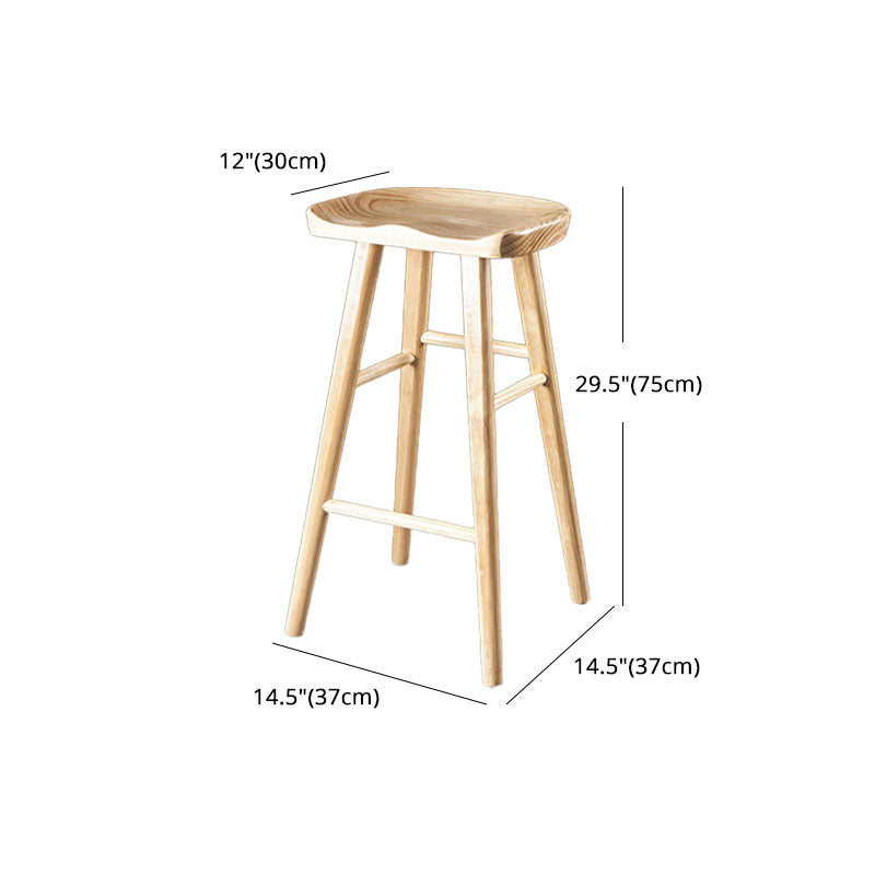 Modern Armless Backless Counter Stool Wood Milk Tea Shop Bar Stool with Seat