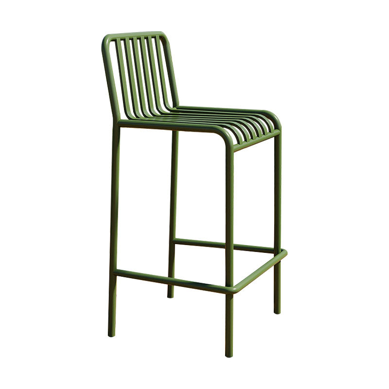 Modern Armless Backrest Counter Stool Iron Cafe Bar Stool with Seat and Pedal